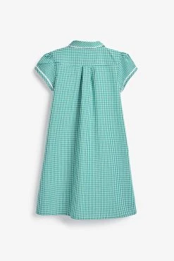 Next Cotton Rich Button Front Lace Gingham School Dress (3-14yrs) -Angel & Rocket Shop 946565s5