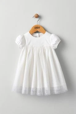 Mamas & Papas Flock White Spot Mesh Dress -Angel & Rocket Shop 947006s4