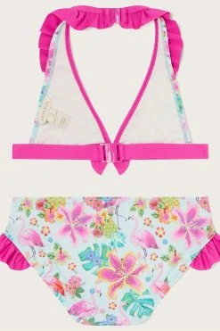 Monsoon Blue Flamingo Tropical Ruffle Bikini Set -Angel & Rocket Shop 951548s2