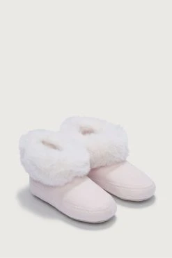 The White Company Pink Faux Fur Boot Slipper