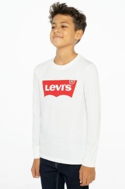Levi's® White Batwing Logo Long Sleeve T-Shirt -Angel & Rocket Shop 991 619s3