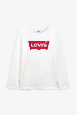 Levi's® White Batwing Logo Long Sleeve T-Shirt -Angel & Rocket Shop 991 619s5