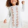 Next Neutral Embroidered Knitted Dress (3mths-7yrs) -Angel & Rocket Shop A07 088s