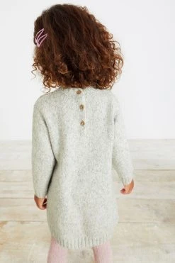 Next Neutral Embroidered Knitted Dress (3mths-7yrs) -Angel & Rocket Shop A07 088s2