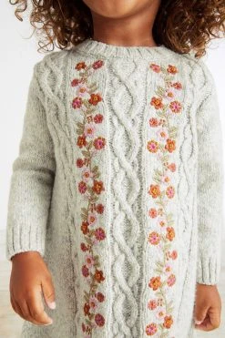 Next Neutral Embroidered Knitted Dress (3mths-7yrs) -Angel & Rocket Shop A07 088s3
