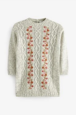 Next Neutral Embroidered Knitted Dress (3mths-7yrs) -Angel & Rocket Shop A07088s4