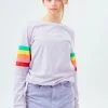Hype. Girls Lilac Rainbow Sleeve Long Sleeve T-Shirt -Angel & Rocket Shop A23009s