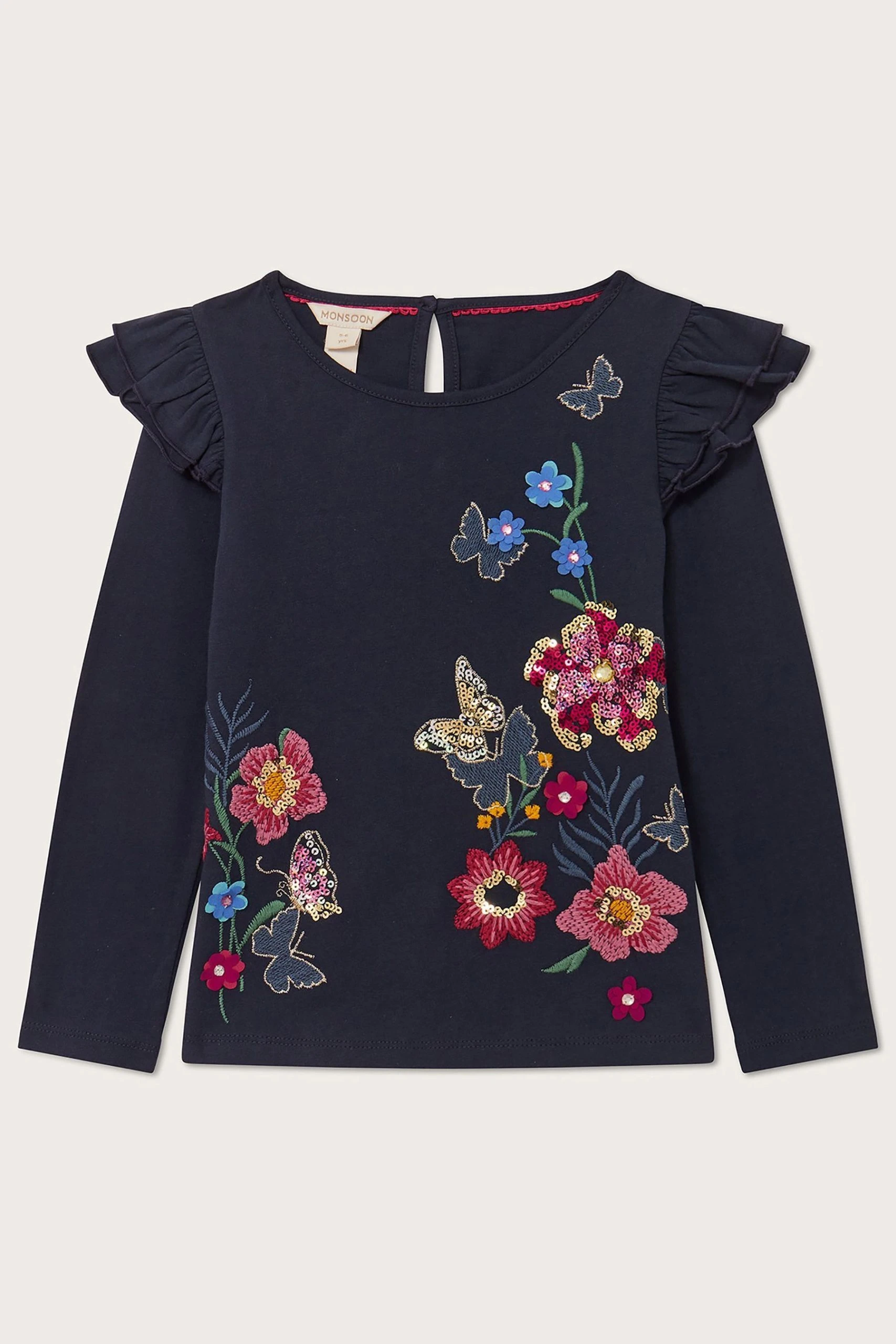 Monsoon Blue Floral Embellished Long Sleeve T-Shirt 7 Monsoon Blue Floral Embellished Long Sleeve T-Shirt - Image 5