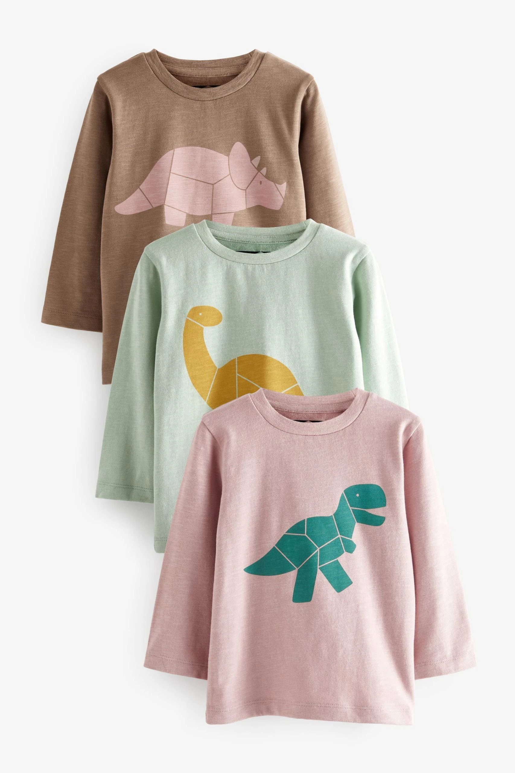 Next Multi 3 Pack Long Sleeve Dinosaur T-Shirts (3mths-7yrs) 3 Next Multi 3 Pack Long Sleeve Dinosaur T-Shirts (3mths-7yrs)