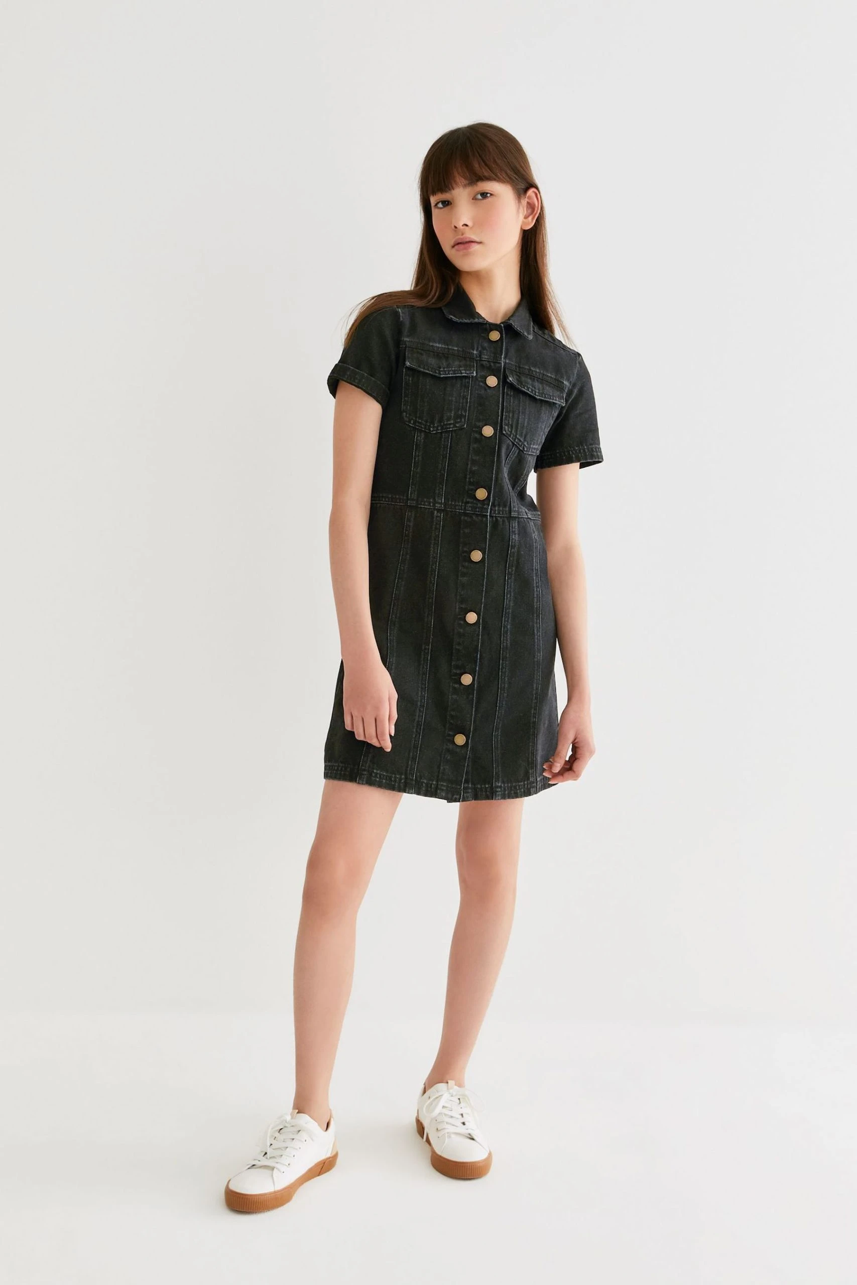 Next Black Fitted Denim Dress (3-16yrs) 3 Next Black Fitted Denim Dress (3-16yrs)