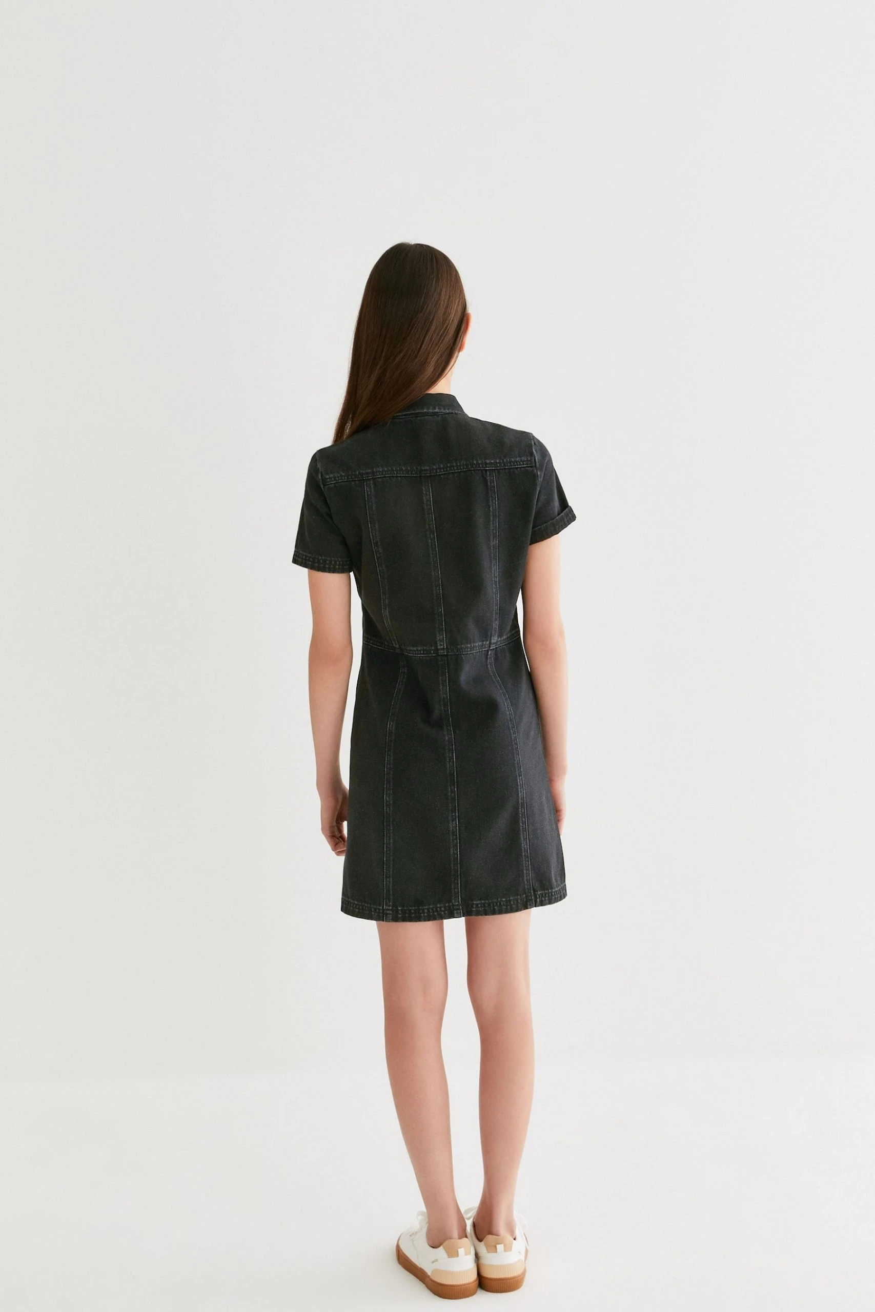 Next Black Fitted Denim Dress (3-16yrs) 4 Next Black Fitted Denim Dress (3-16yrs) - Image 2