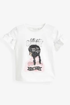 River Island Girls White Gang Frill T-Shirt