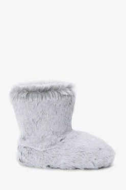 Next Grey Recycled Faux Fur Slipper Boots