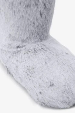 Next Grey Recycled Faux Fur Slipper Boots -Angel & Rocket Shop A89611s4