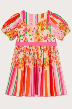 Monsoon Pink Stripe Floral Bloom Dress -Angel & Rocket Shop A90252s2