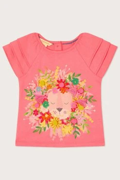 Monsoon Orange Baby Floral Lion T-Shirt