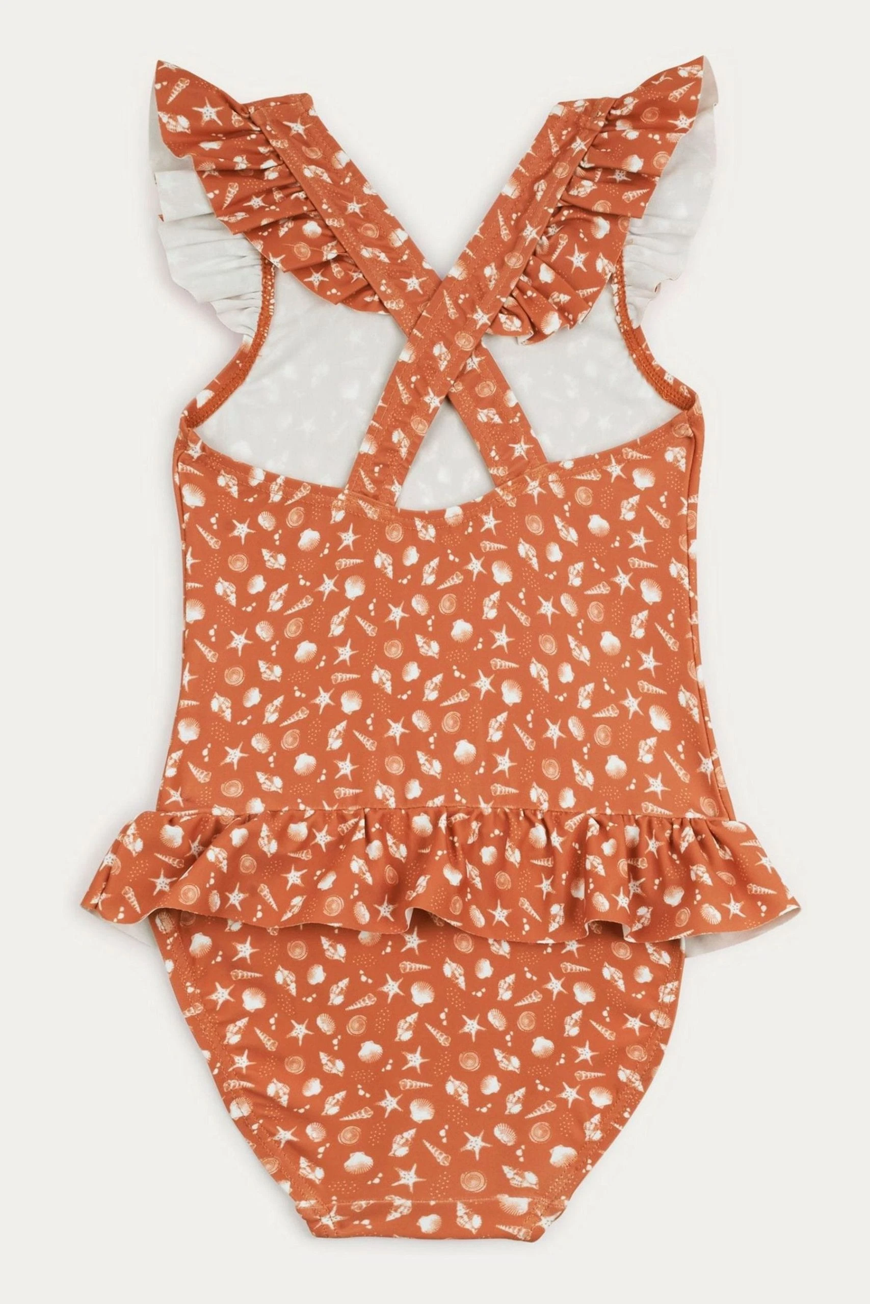 KIDLY Orange Recycled Frill Swimsuit 4 KIDLY Orange Recycled Frill Swimsuit - Image 2