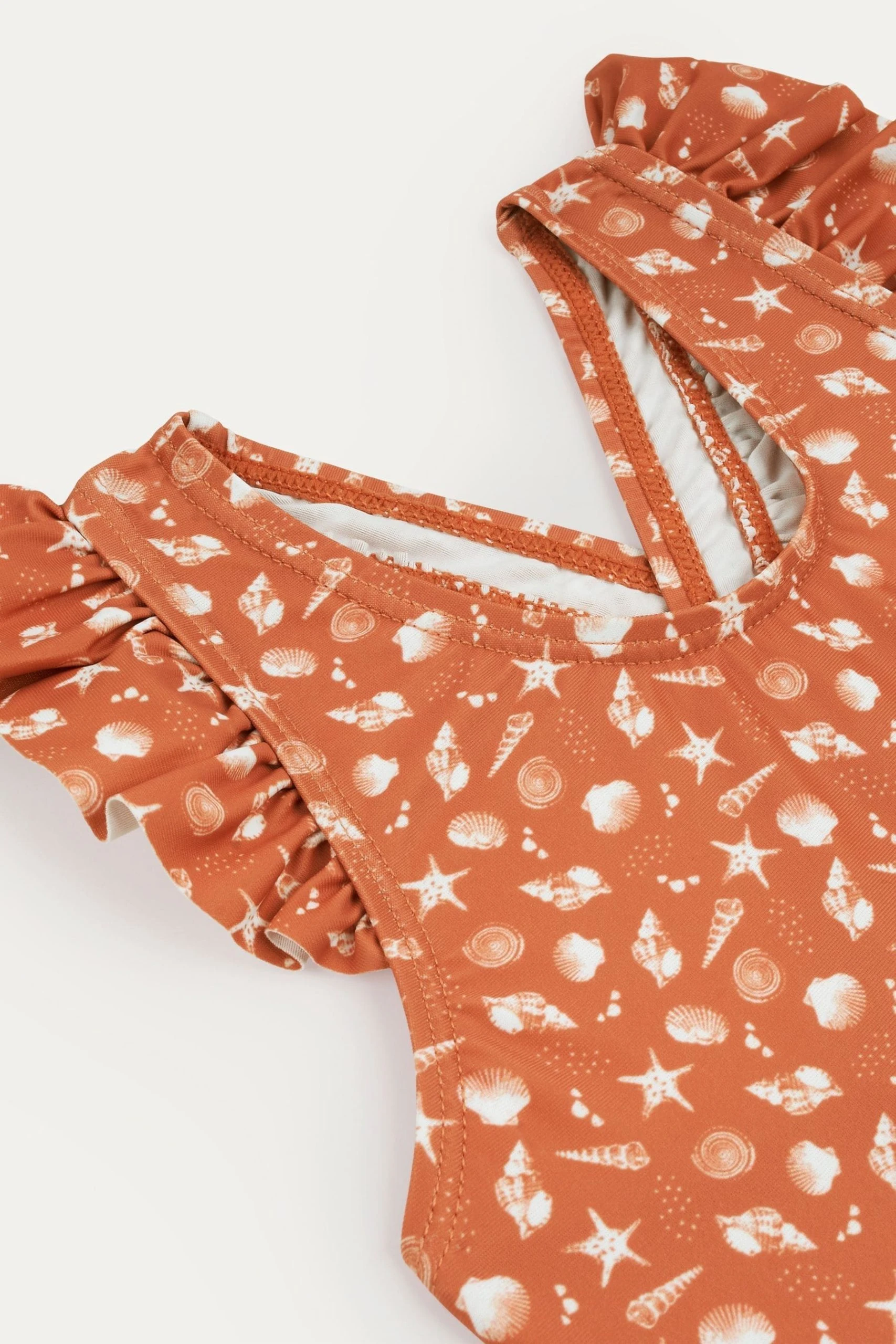 KIDLY Orange Recycled Frill Swimsuit 5 KIDLY Orange Recycled Frill Swimsuit - Image 3