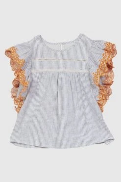 Reiss Casey Junior Striped Ruffle Sleeve Blouse -Angel & Rocket Shop A95124s2