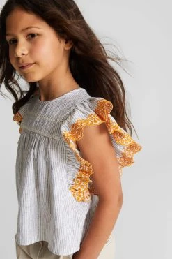 Reiss Casey Junior Striped Ruffle Sleeve Blouse -Angel & Rocket Shop A95124s4