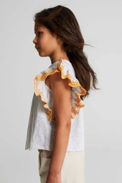 Reiss Casey Junior Striped Ruffle Sleeve Blouse -Angel & Rocket Shop A95124s6