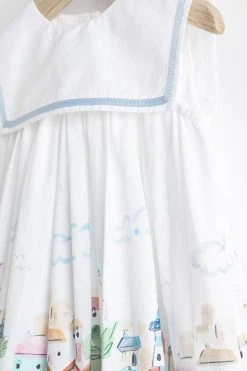 Next White Seaside Scene Print Baby Prom Dress (0mths-2yrs) -Angel & Rocket Shop AN3287s4
