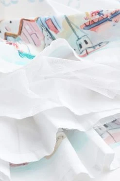 Next White Seaside Scene Print Baby Prom Dress (0mths-2yrs) -Angel & Rocket Shop AN3287s5