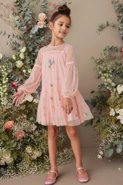 Next Embroidered Occasion Mesh Dress (3-16yrs) -Angel & Rocket Shop C07 681s4