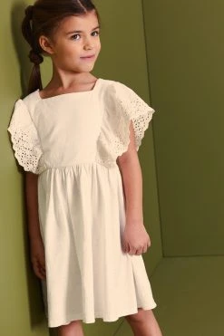 Next Broderie Soft Slub Jersey Dress (3-16yrs) -Angel & Rocket Shop C12 934s2