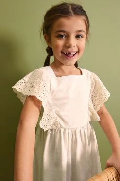 Next Broderie Soft Slub Jersey Dress (3-16yrs) -Angel & Rocket Shop C12 934s4