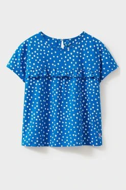 Crew Clothing Company Blue Spot Cotton Casual Jersey Top