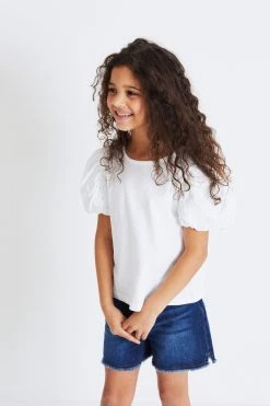 Next Broderie Puff Sleeve T-Shirt (3-16yrs)