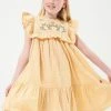 Angel & Rocket Yellow Theodora Embroidered Yolk Sleeveless Dress -Angel & Rocket Shop C16927s