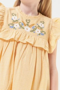 Angel & Rocket Yellow Theodora Embroidered Yolk Sleeveless Dress -Angel & Rocket Shop C16927s3