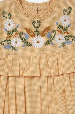 Angel & Rocket Yellow Theodora Embroidered Yolk Sleeveless Dress -Angel & Rocket Shop C16927s8