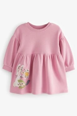Next Pink Bunny Sweat Dress (3mths-7yrs) -Angel & Rocket Shop C19 441s5