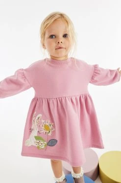 Next Pink Bunny Sweat Dress (3mths-7yrs) -Angel & Rocket Shop C19 441s7