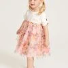 Baker By Ted Baker Pink Floral Tiered Mesh Dress -Angel & Rocket Shop C23553s
