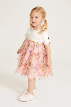 Baker By Ted Baker Pink Floral Tiered Mesh Dress