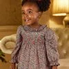Trotters London Red Floral Robin Smocked Cotton Dress -Angel & Rocket Shop C25761s