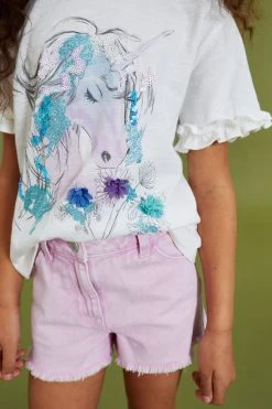 Next Ecru White Sequin Unicorn Frill Sleeve T-Shirt (3-16yrs) -Angel & Rocket Shop C29 232s4