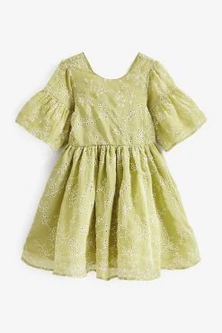 Next Soft Green Broderie Dress (3-16yrs) -Angel & Rocket Shop C30 174s4
