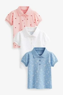 Next Pink/Blue Polo Tops 3 Pack (3mths-7yrs)
