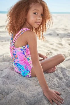 Next Pink Macramé Strap Swimsuit (3-16yrs) -Angel & Rocket Shop C34 557s2