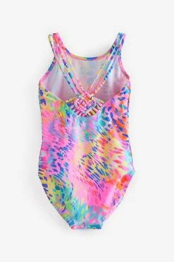 Next Pink Macramé Strap Swimsuit (3-16yrs) -Angel & Rocket Shop C34 557s5