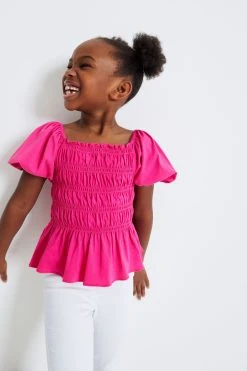 Next Shirred Puff Sleeve Top (3-16yrs)