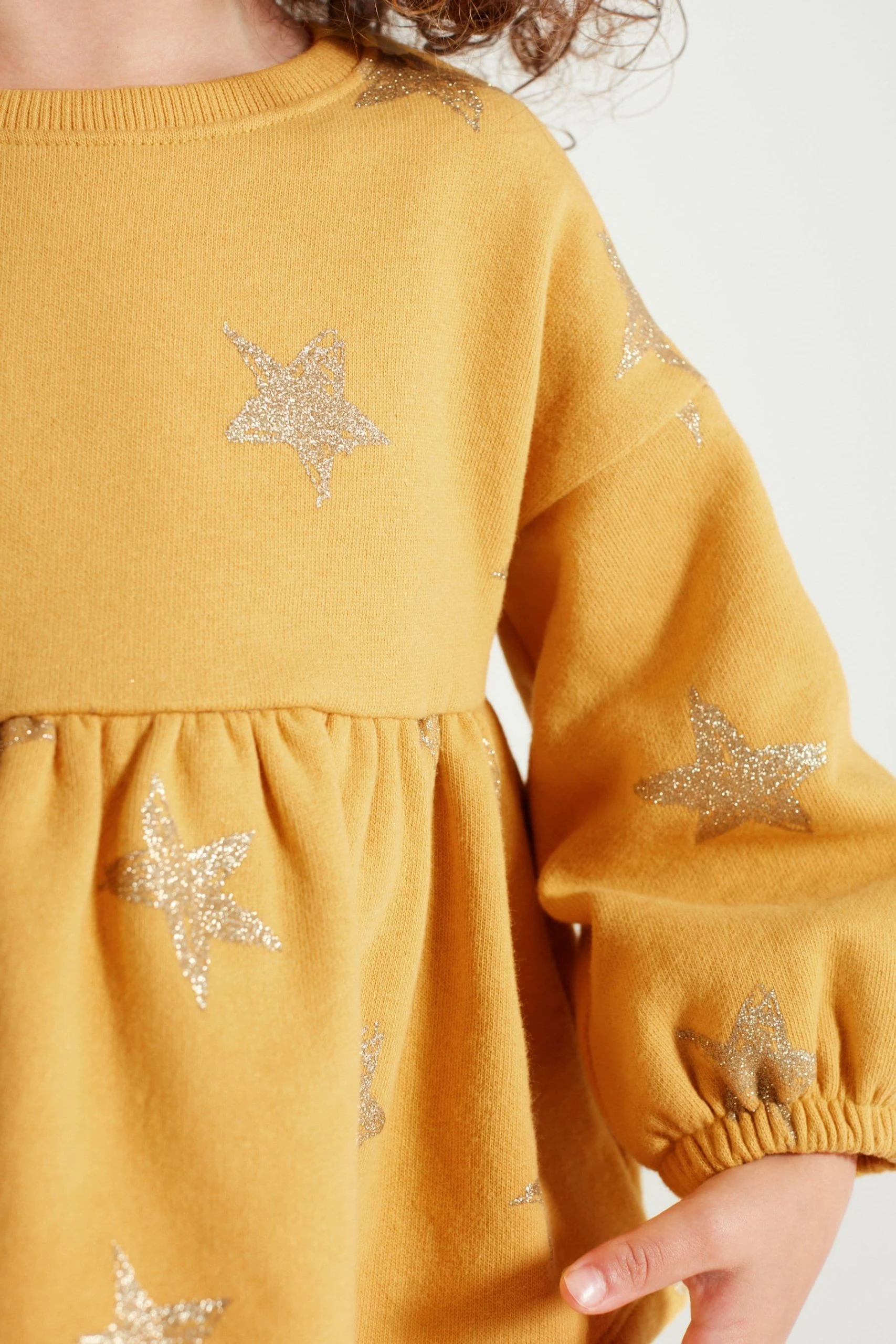 Next Ochre Yellow/Cream Glitter Star Print Peplum Hem Jumper And Joggers Set (3mths-7yrs) 5 Next Ochre Yellow/Cream Glitter Star Print Peplum Hem Jumper And Joggers Set (3mths-7yrs) - Image 3
