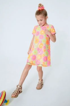 Next Fluro Orange/Pink/Yellow Daisy Flower Sequin Dress (3-16yrs) -Angel & Rocket Shop C43 251s2