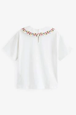 Next Floral Embroidered Collar T-Shirt (3-16yrs) -Angel & Rocket Shop C47 914s7