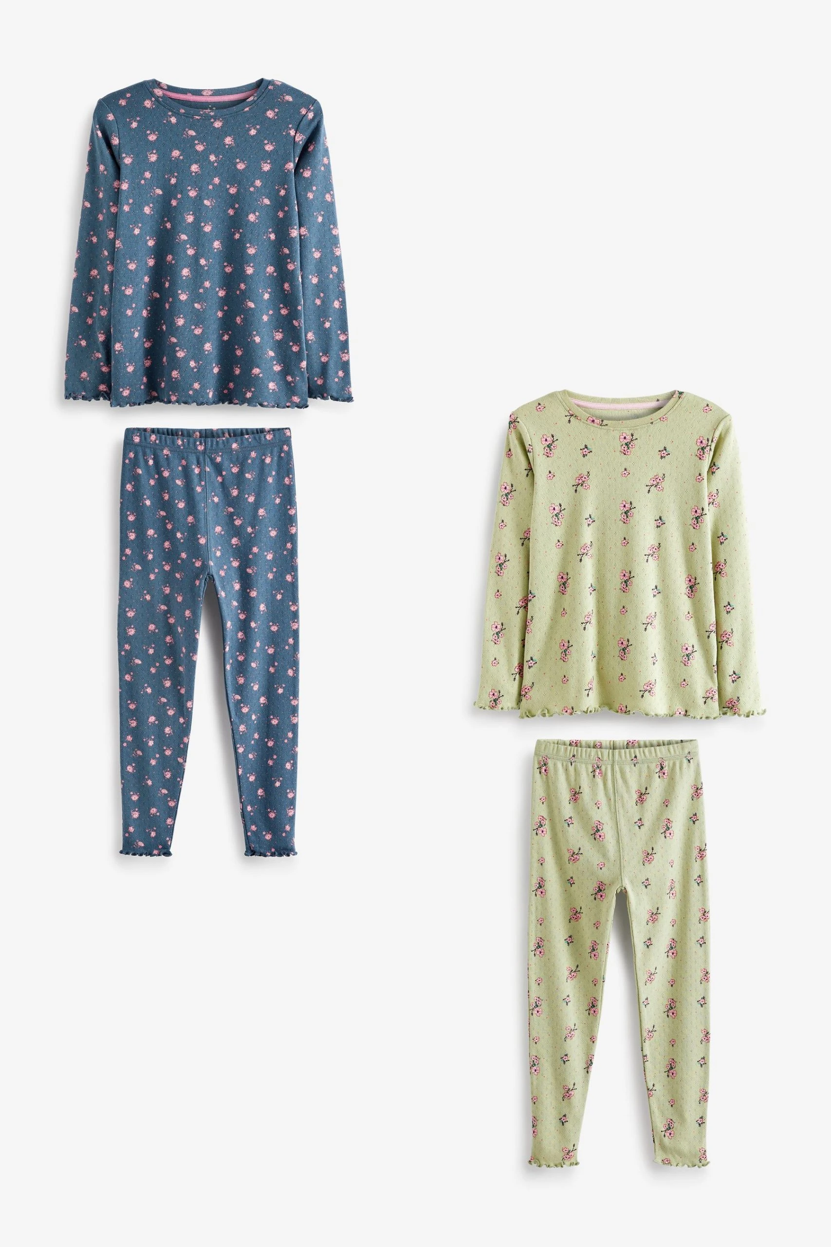 Next Green/Navy Blue 2 Pack Floral Snuggle Pyjamas (3-16yrs) 3 Next Green/Navy Blue 2 Pack Floral Snuggle Pyjamas (3-16yrs)